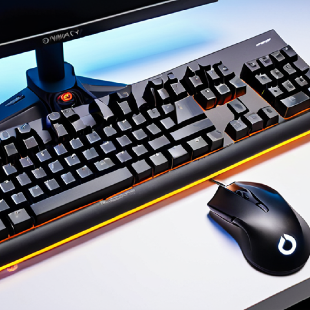 **Image Prompt 1: Keyboard and Mouse Setup for Overwatch 2**
   - An illustration of a gaming setup featuring a keyboard and mouse specifically optimized for playing Overwatch