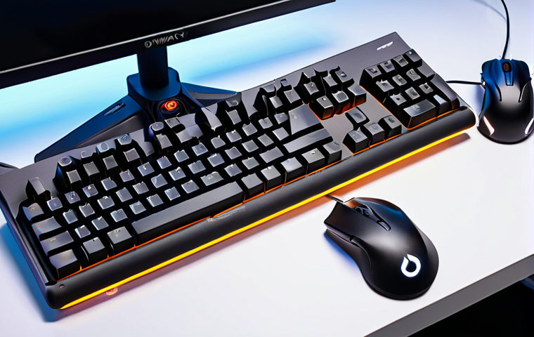 **Image Prompt 1: Keyboard and Mouse Setup for Overwatch 2**
   - An illustration of a gaming setup featuring a keyboard and mouse specifically optimized for playing Overwatch